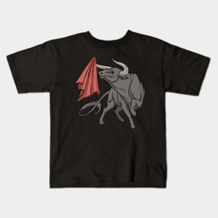 Bull Fighting With Red Flag Bulls Spain Kids T-Shirt